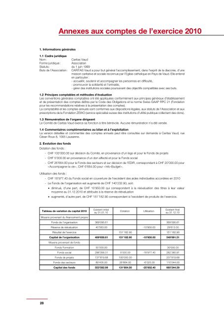 Rapport annuel 2010 « Pauvreté, faisons-la ... - Caritas Vaud