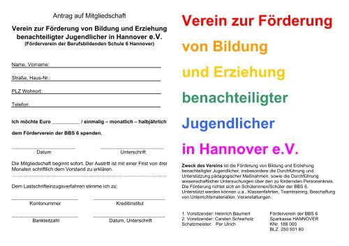 Verein zur Förderung von Bildung und Erziehung ... - BBS6 Hannover