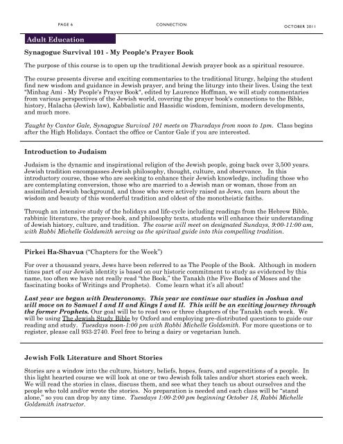 October 2011 Bulletin - Temple Beth-El