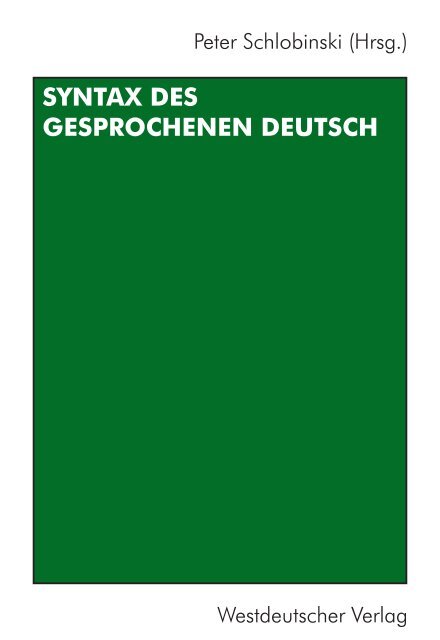 Syntax des gesprochenen Deutsch - mediensprache.net