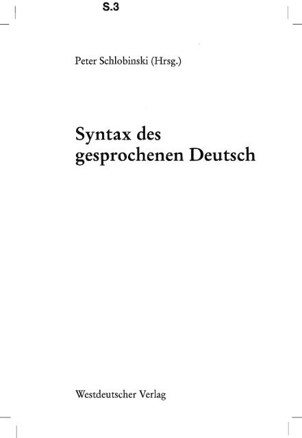 Syntax des gesprochenen Deutsch - mediensprache.net