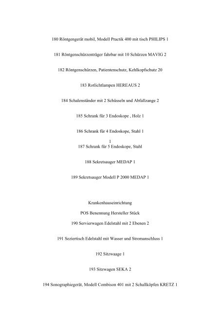 Krankenhausausstattung 125 Betten Hospital equipment 125 beds ...