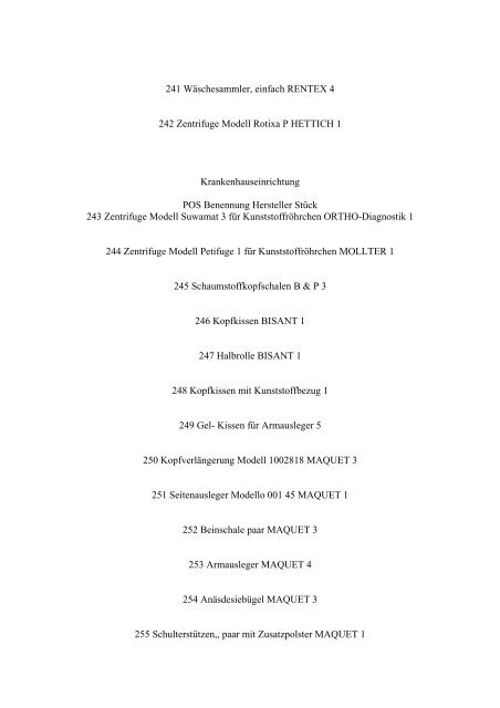 Krankenhausausstattung 125 Betten Hospital equipment 125 beds ...