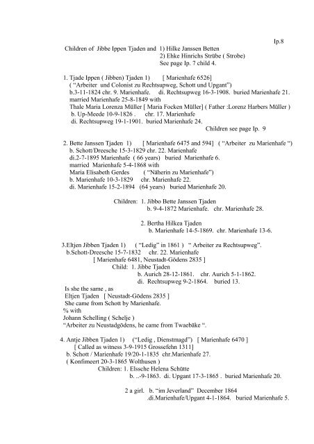 TJADEN NUMBER 13 Family-tree Tamme (13-a) and Ippe Tjaden ...