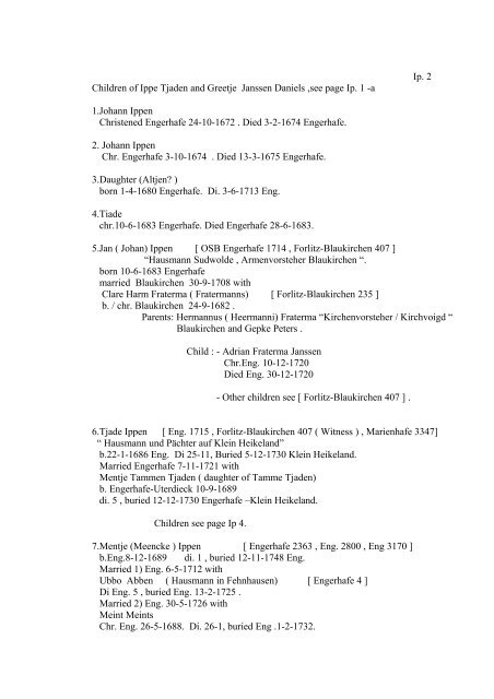 TJADEN NUMBER 13 Family-tree Tamme (13-a) and Ippe Tjaden ...