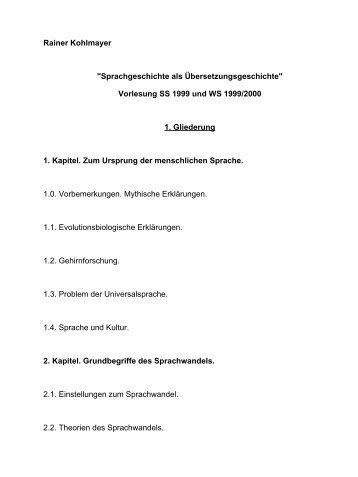 Sprachgeschichte als Übersetzungsgeschichte - Rainer Kohlmayer