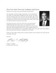 Dear Iowa State University Graduates and Guests: - Office of the ...