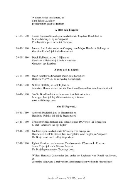 Zwolle, transcriptie ref. trouwen 1679-1683 - Geneaknowhow.net