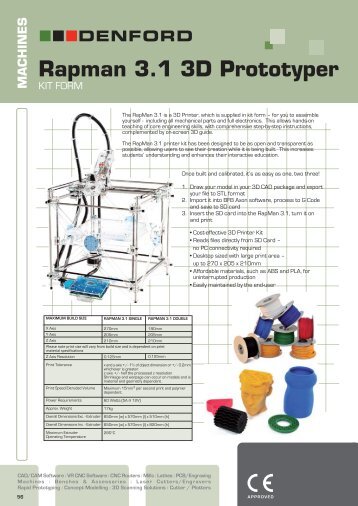 Rapman 3.1 3D Prototyper 3D Touch - Denford CAD CAM CNC Forum