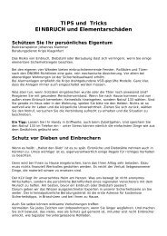 TIPS und Tricks EINBRUCH und Elementarschäden - WIT SHV