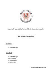 und Softballverband Berlin/Brandenburg eV Statistiken - BSVBB