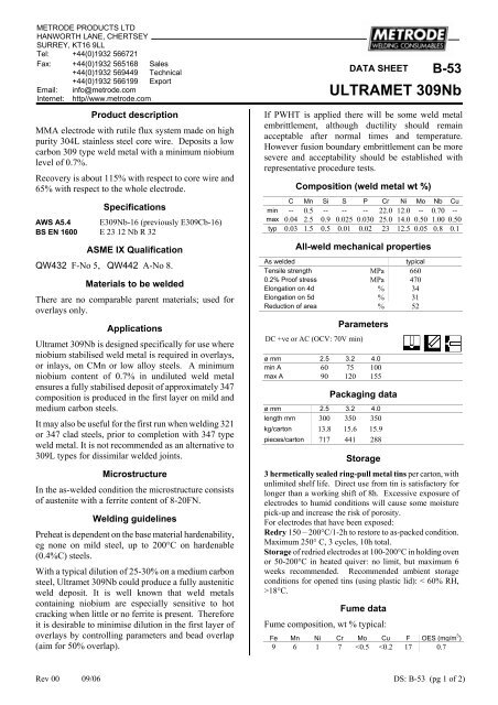 Metrode Consumables Catalog