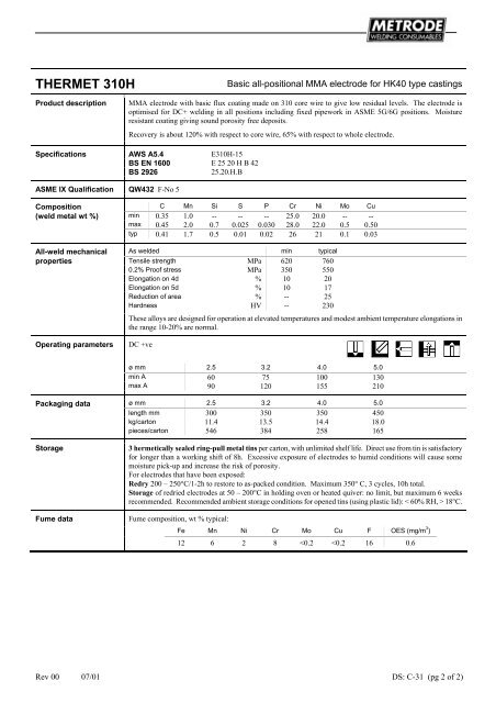 Metrode Consumables Catalog