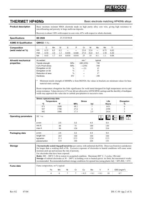 Metrode Consumables Catalog