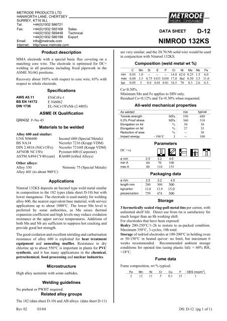 Metrode Consumables Catalog