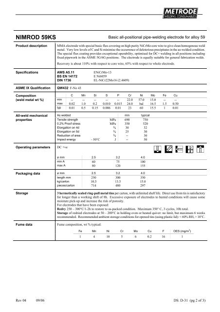 Metrode Consumables Catalog