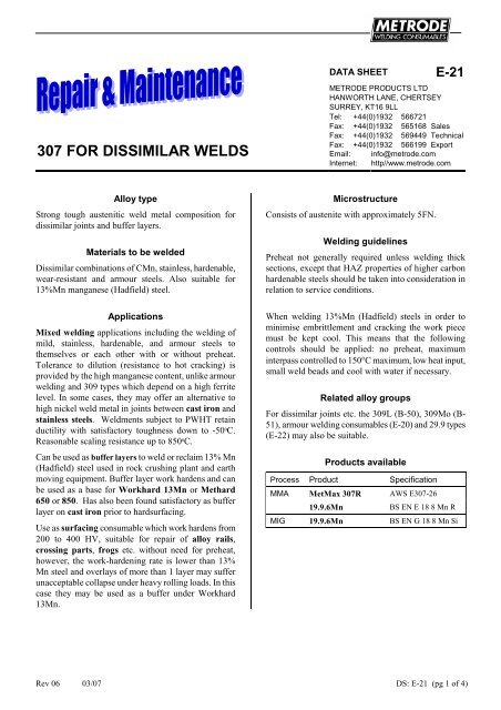 Metrode Consumables Catalog