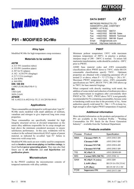 Metrode Consumables Catalog