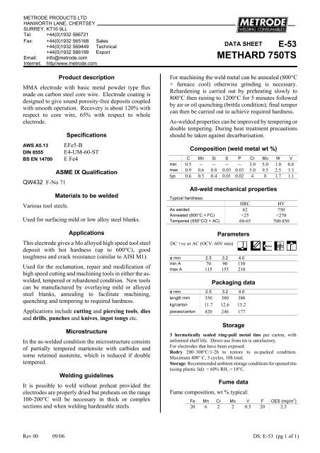 Metrode Consumables Catalog