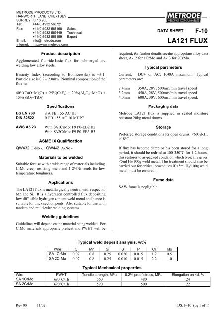 Metrode Consumables Catalog