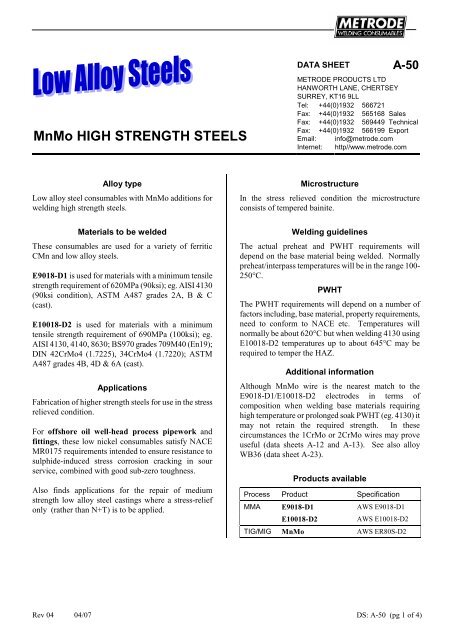 Metrode Consumables Catalog