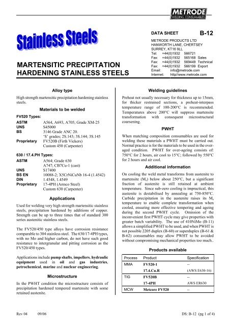 Metrode Consumables Catalog