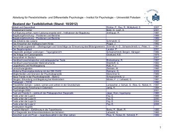 Bestand Der Testbibliothek - Universität Potsdam