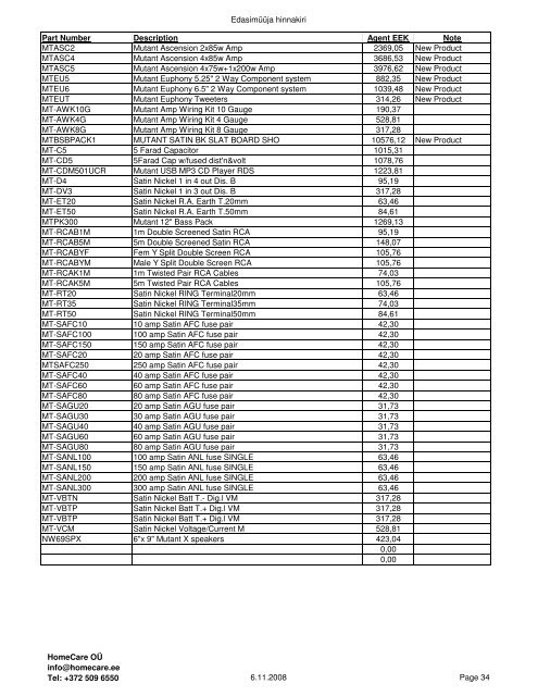 ArmourCar Price List 08 - Audiodesign