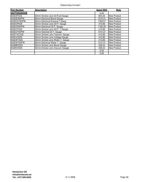 ArmourCar Price List 08 - Audiodesign