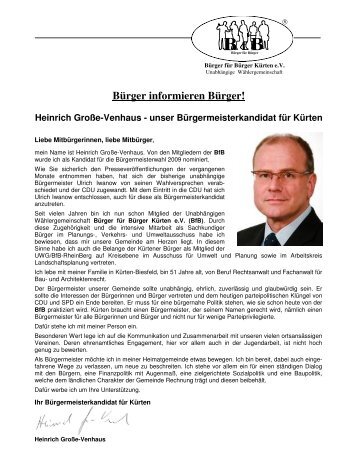 Bürger informieren Bürger! Heinrich Große-Venhaus - BfB Kürten