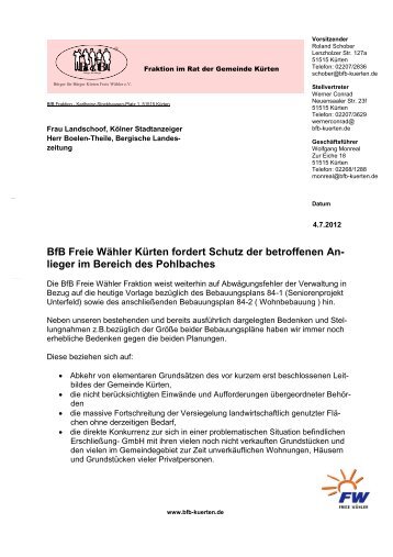 lieger im Bereich des Pohlbaches - BfB Kürten