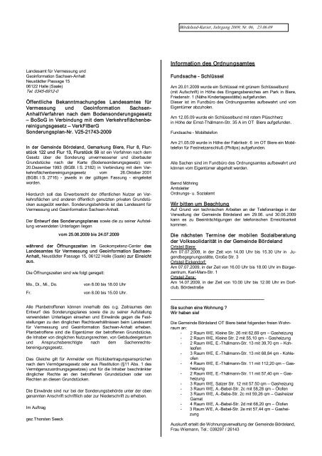 Bördelandkurier Nr. 07 - Gemeinde Bördeland