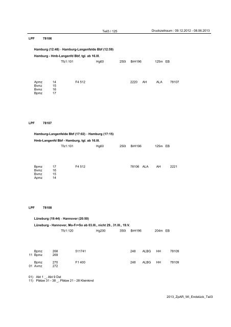 Züge des Schienenpersonenfernverkehrs (SPFV) - Reihungsplan