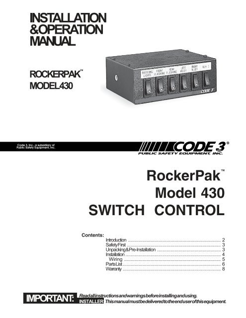 RockerPak™ Model 430 SWITCH CONTROL - Code 3
