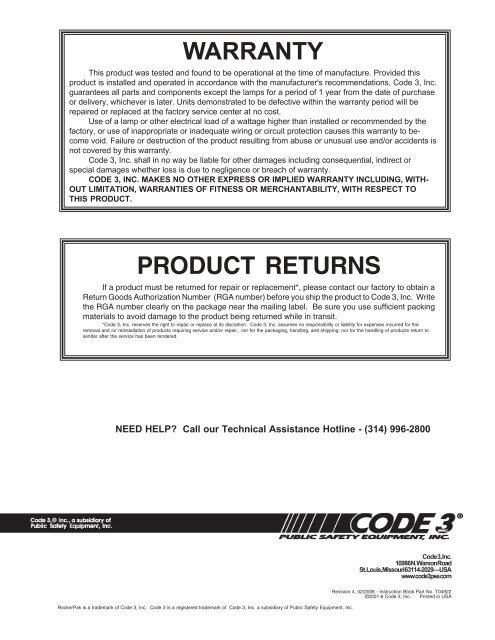 RockerPak™ Model 430 SWITCH CONTROL - Code 3