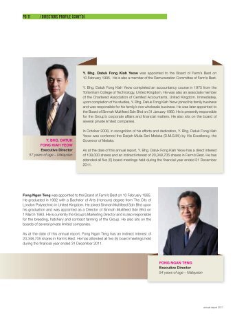 / directors' profile (cont'd) pg 11 Y. BHG. DATUK FONG KIAH YEOW ...