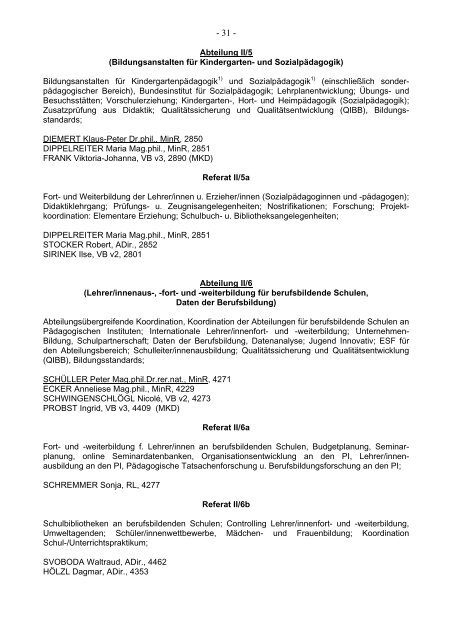 Geschäftseinteilung BMBWK; Stand: 13.3.2006 - Bundesministerium ...