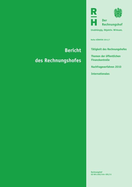 Bericht des Rechnungshofes - Der Rechnungshof