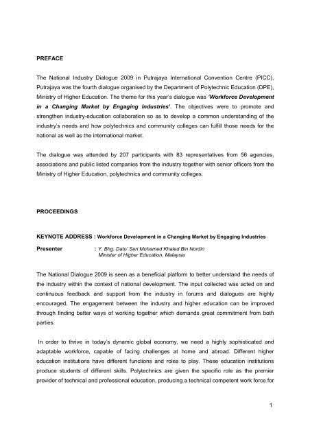 national industry dialogue 2009 - Jabatan Pengajian Politeknik