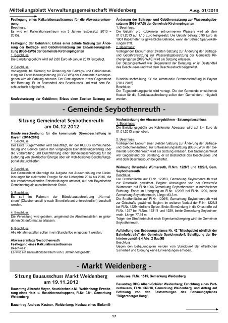 Ausgabe 01/2013 - Verwaltungsgemeinschaft Weidenberg