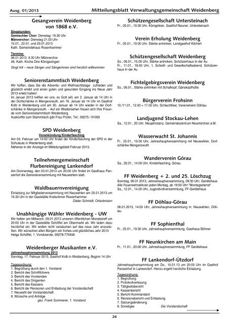 Ausgabe 01/2013 - Verwaltungsgemeinschaft Weidenberg