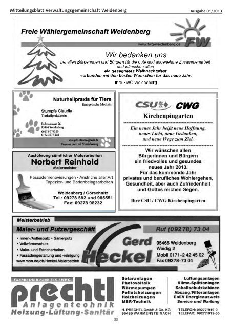 Ausgabe 01/2013 - Verwaltungsgemeinschaft Weidenberg