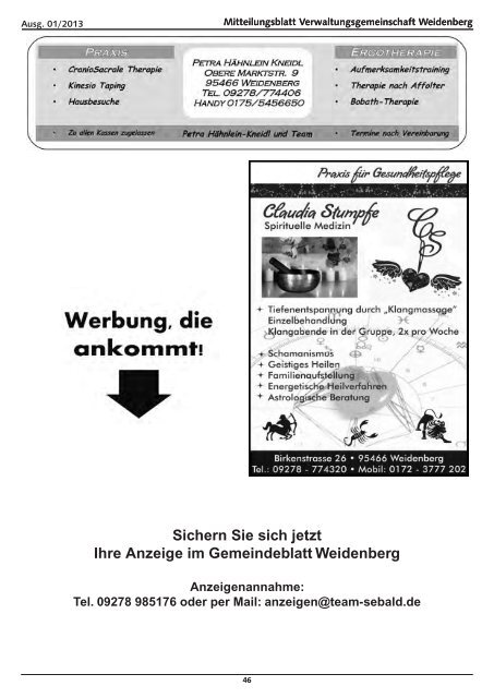 Ausgabe 01/2013 - Verwaltungsgemeinschaft Weidenberg