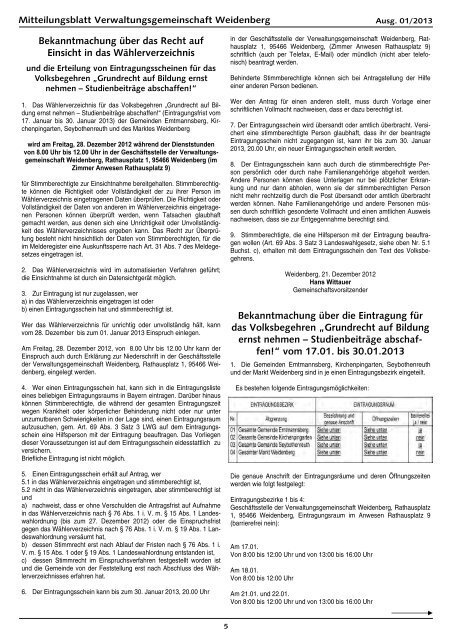 Ausgabe 01/2013 - Verwaltungsgemeinschaft Weidenberg