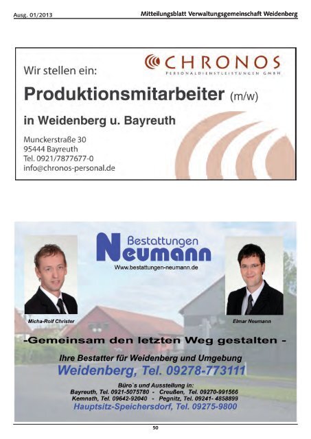 Ausgabe 01/2013 - Verwaltungsgemeinschaft Weidenberg