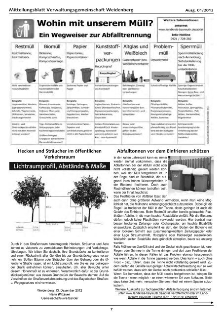 Ausgabe 01/2013 - Verwaltungsgemeinschaft Weidenberg