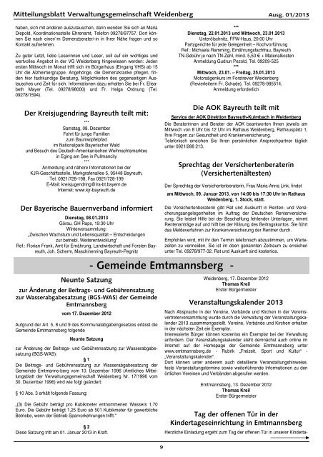 Ausgabe 01/2013 - Verwaltungsgemeinschaft Weidenberg