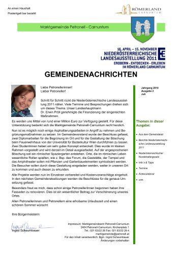 Gemeindenachrichten 07 Juli - Gemeinde Petronell-Carnuntum