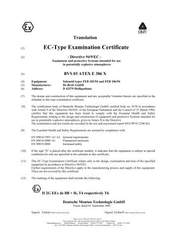EC-Type Examination Certificate - Dr. Breit GmbH