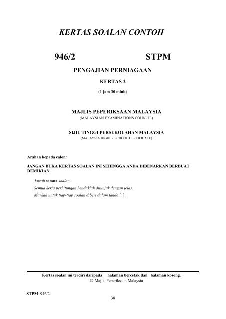 kertas soalan contoh 946/1 stpm pengajian perniagaan - Jabatan ...